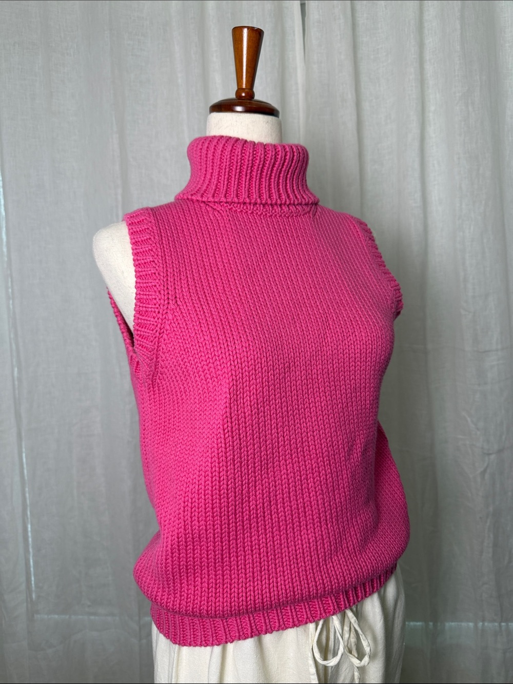 Lauren Ralph Lauren Sleeveless Chunky Knit Turtleneck Sweater - Bright Pink